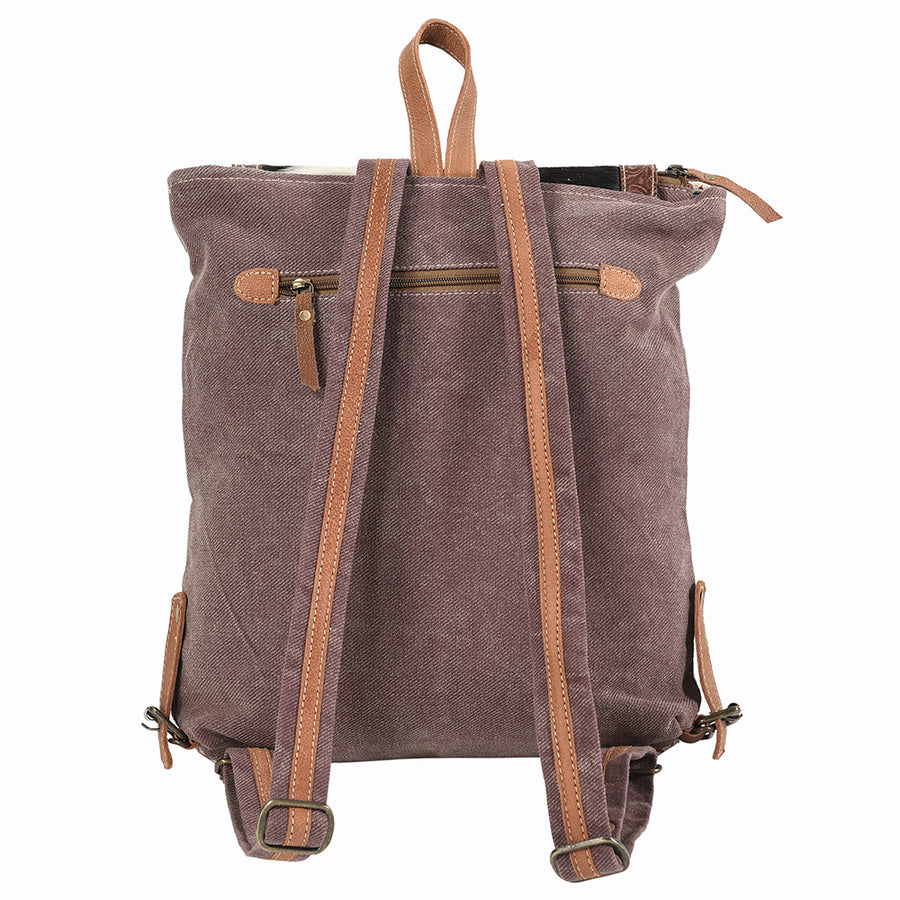 OHLAY Backpack Hand Tooled Upcycled Canvas Hair-On Genuine Leather Women Bag Western Handbag Purse Womens Handbags
