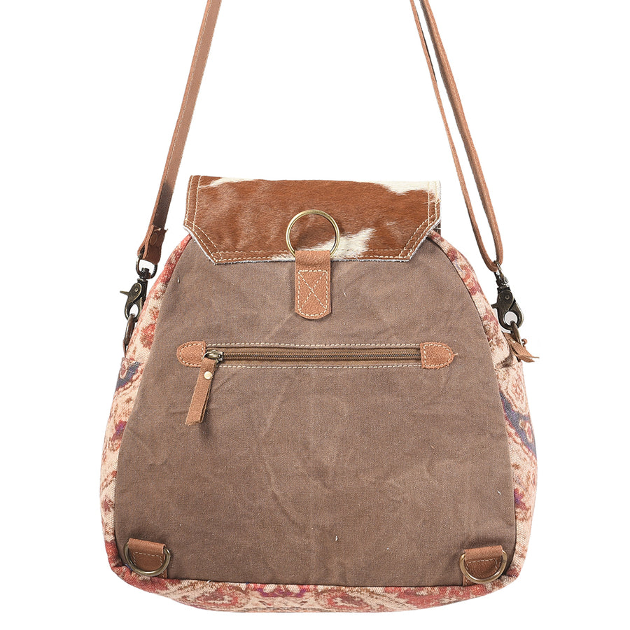 Ohlay Bags KB115 Backpack Upcycled Canvas Hair-On Genuine Leather Women Bag Western Handbag Purse