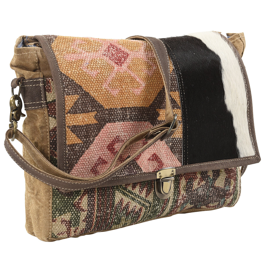 OHLAY Backpack Upcycled Canvas Hair-On Genuine Leather Women Bag Western Handbag Purse Womens Handbags Belt for Purses Summer
