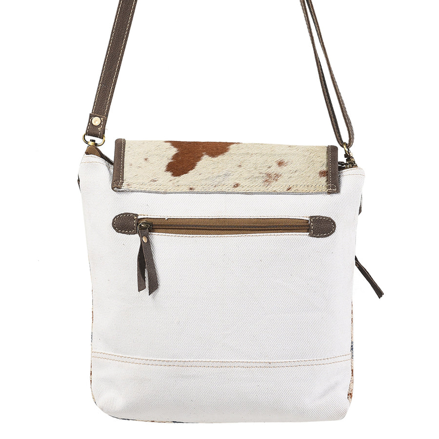 OHLAY Cross Body Upcycled Wool Canvas Embossed Hair-On Genuine Leather Women Bag Western Handbag Purse Womens Handbags