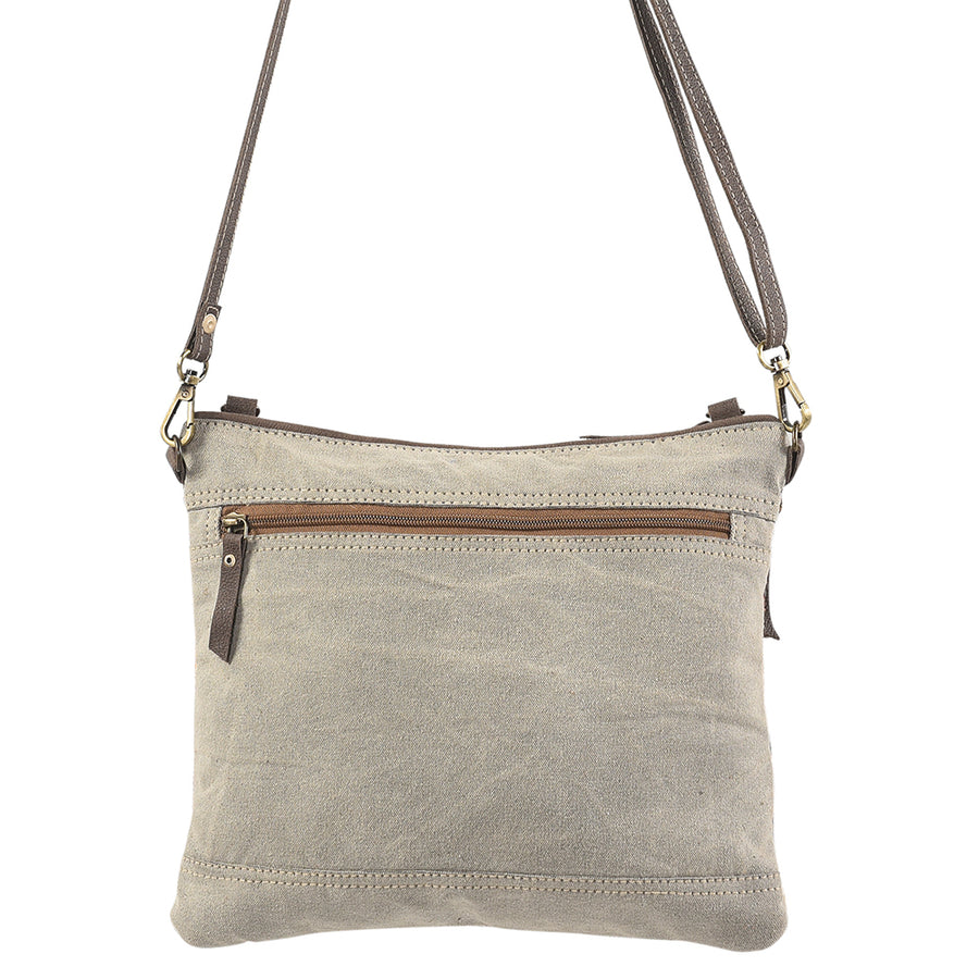 OHLAY Cross Body Upcycled Wool Canvas Embossed Hair-On Genuine Leather Women Bag Western Handbag Purse Womens Handbags