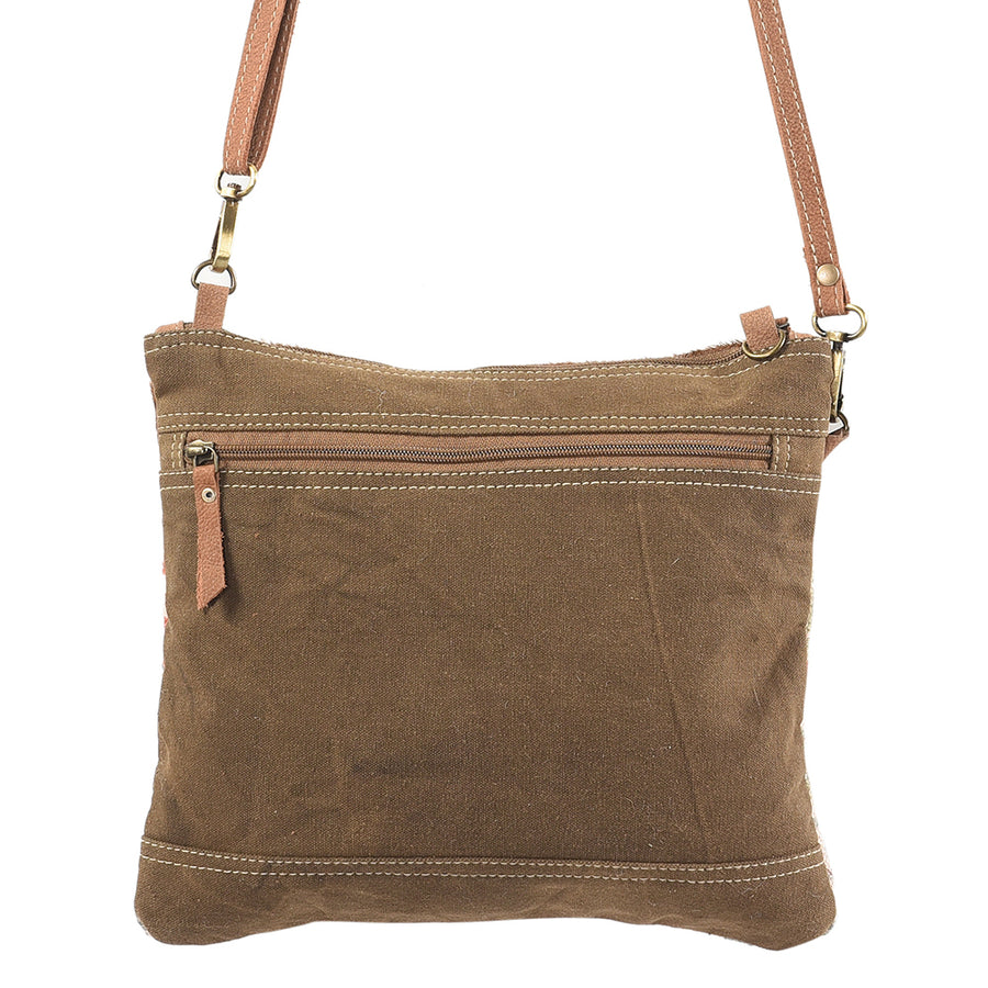 OHLAY Cross Body Upcycled Canvas Hair-On Genuine Leather Women Bag Western Handbag | Womens Handbags Belt for Summer