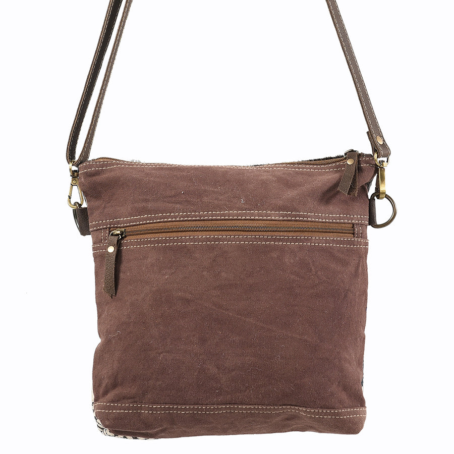 OHLAY Cross Body Upcycled Wool Canvas Embossed Hair-On Genuine Leather Women Bag Western Handbag Purse Womens Handbags