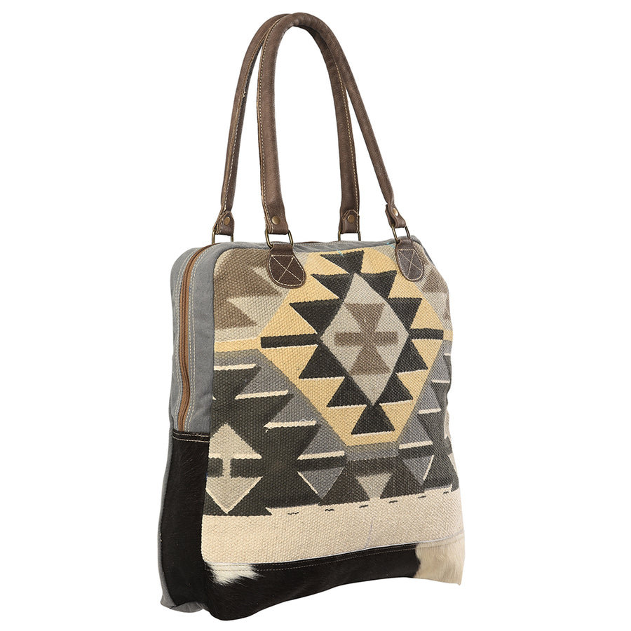 OHLAY KB157 TOTE Upcycled Wool Canvas Hair-on Genuine Leather women bag western handbag purse