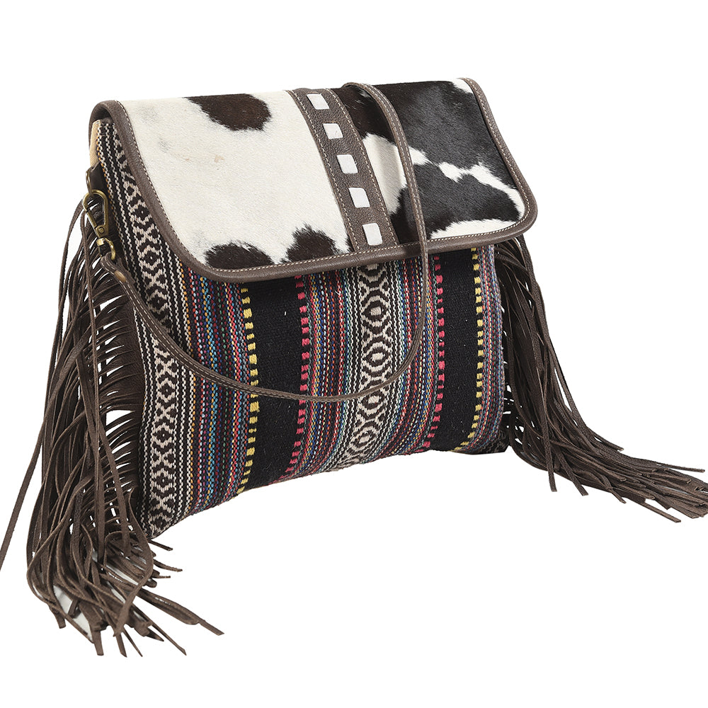 OHLAY KB163 Cross Body Upcycled Wool Upcycled Canvas Hair-On Genuine Leather women bag western handbag purse