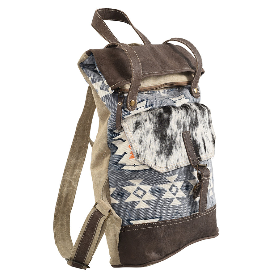 OHLAY Backpack Upcycled Canvas Hair-On Genuine Leather Women Bag Western Handbag Purse Womens Handbags Belt for Purses Summer