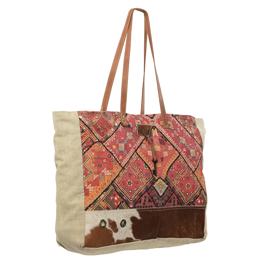 OHLAY KB168 TOTE Upcycled Wool Canvas Hair-on Genuine Leather women bag western handbag purse
