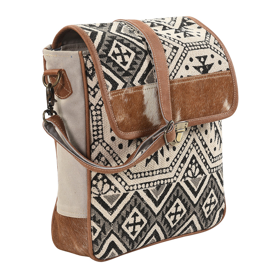 OHLAY Messenger Upcycled Wool Canvas Hair-on Genuine Leather women bag western handbag purse