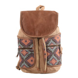 OHLAY KB178 Backpack Upcycled Canvas Genuine Leather women bag western handbag purse