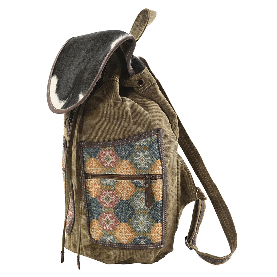 OHLAY Cross Body Upcycled Wool Canvas Embossed Hair-On Genuine Leather Women Bag Western Handbag Purse Womens Handbags