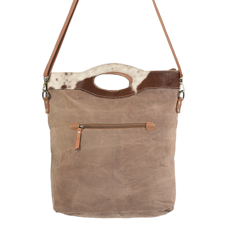 OHLAY Cross Body Upcycled Wool Canvas Embossed Hair-On Genuine Leather Women Bag Western Handbag Purse Womens Handbags