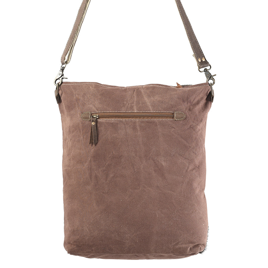 OHLAY Cross Body Upcycled Wool Canvas Embossed Hair-On Genuine Leather Women Bag Western Handbag Purse Womens Handbags