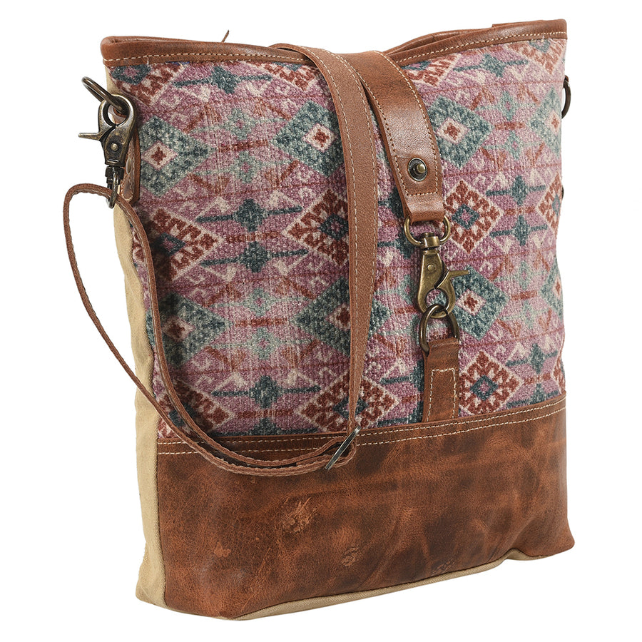 OHLAY Large Crossbody Upcycled Wool Canvas Genuine Leather women bag western handbag purse