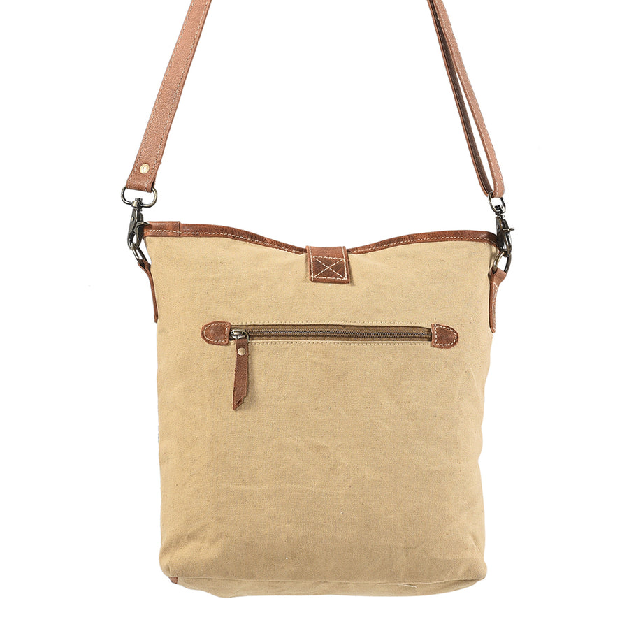 OHLAY Large Crossbody Upcycled Wool Canvas Genuine Leather women bag western handbag purse