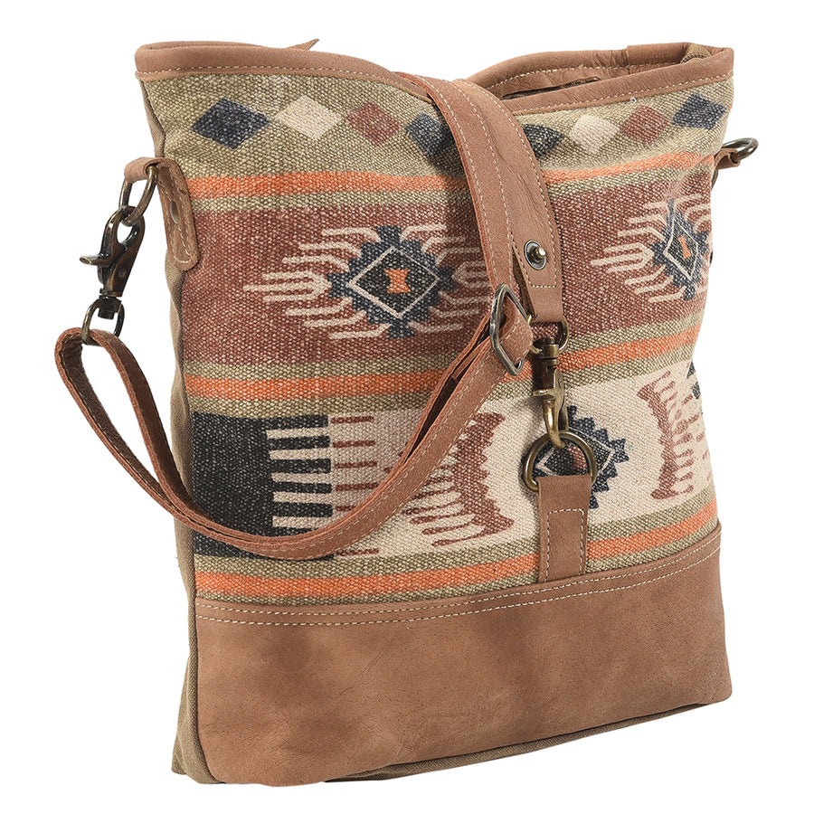 OHLAY Large Crossbody Upcycled Wool Canvas Genuine Leather women bag western handbag purse