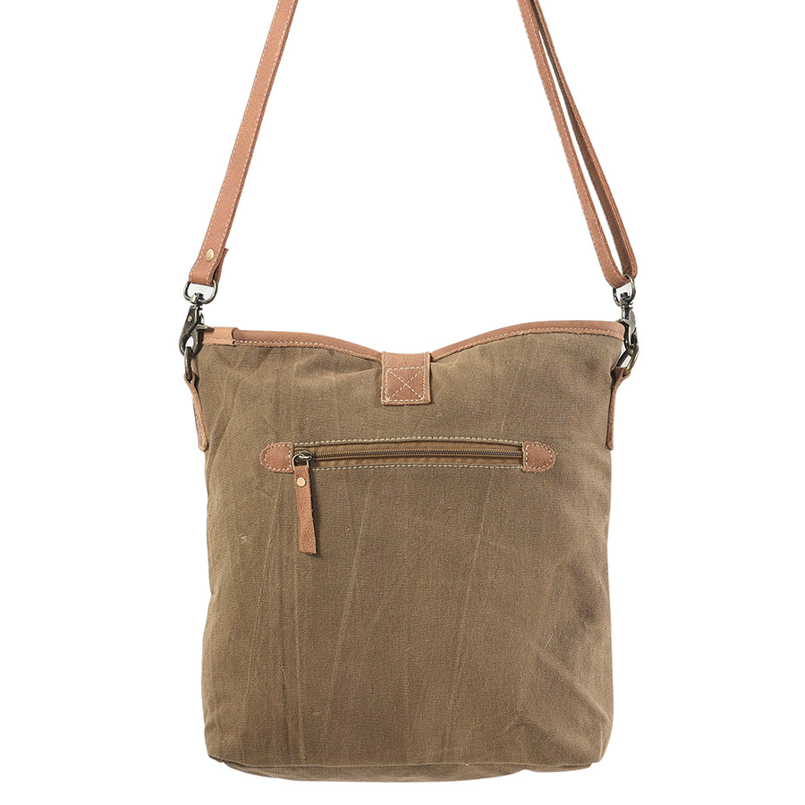 OHLAY Large Crossbody Upcycled Wool Canvas Genuine Leather women bag western handbag purse