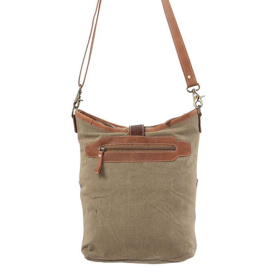 OHLAY Large Crossbody Upcycled Wool Canvas Embossed Hair-on Genuine Leather women bag western handbag purse