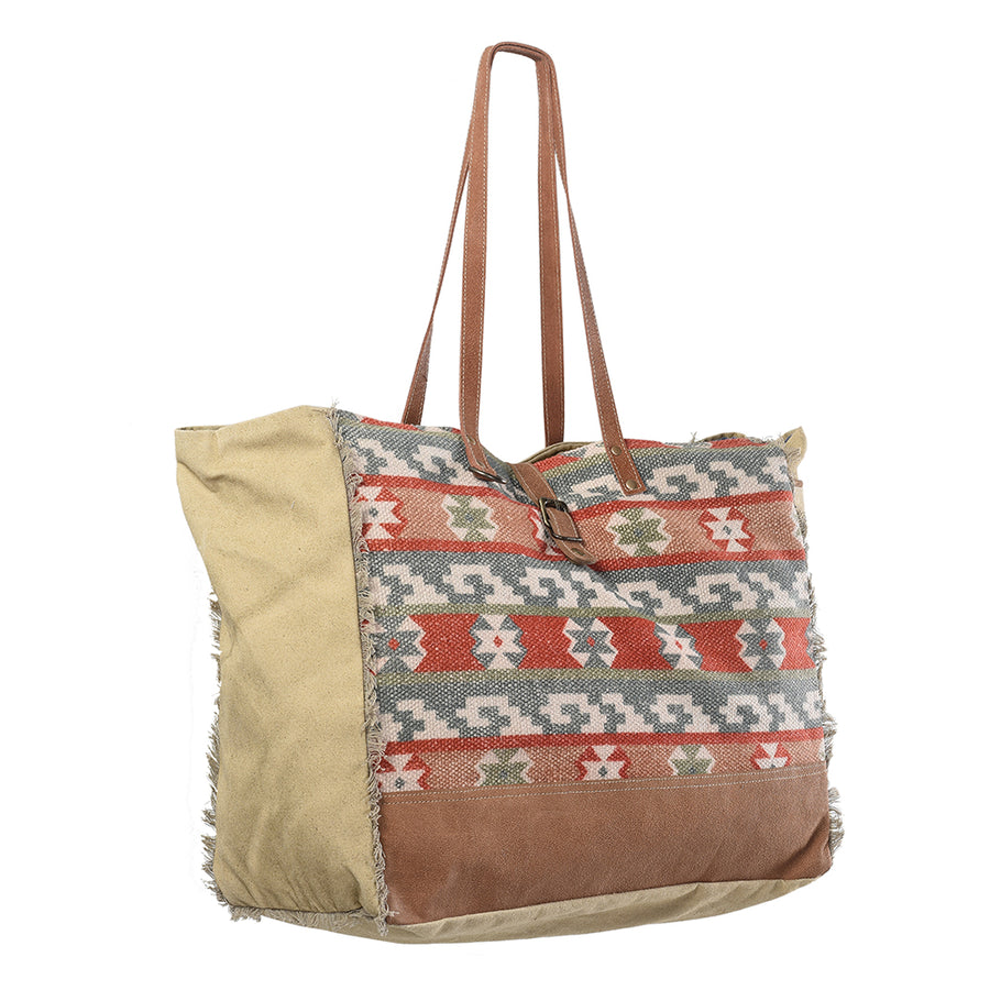 OHLAY KB236 TOTE Upcycled Wool Canvas Genuine Leather women bag western handbag purse