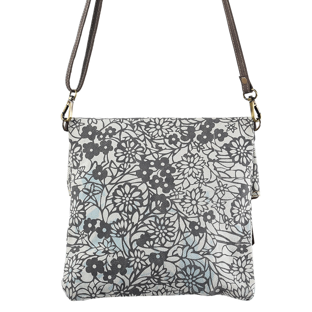 OHLAY KB243 Cross Body Upcycled Canvas Genuine Leather women bag western handbag purse