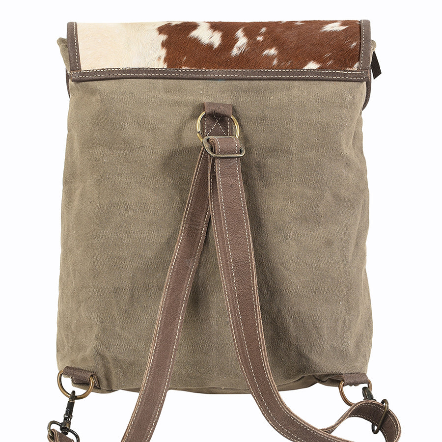 OHLAY Backpack Upcycled Canvas Hair-On Genuine Leather Women Bag Western Handbag Purse Womens Handbags Belt for Purses Summer