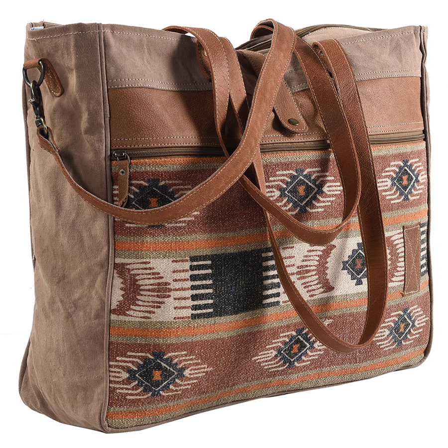 OHLAY KB249 TOTE Upcycled Wool Canvas Genuine Leather women bag western handbag purse