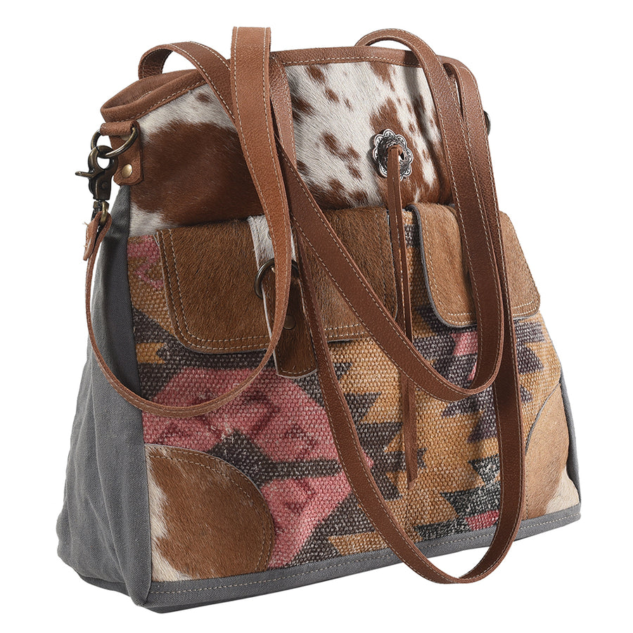 OHLAY KB252 TOTE Upcycled Wool Canvas Hair-on Genuine Leather women bag western handbag purse