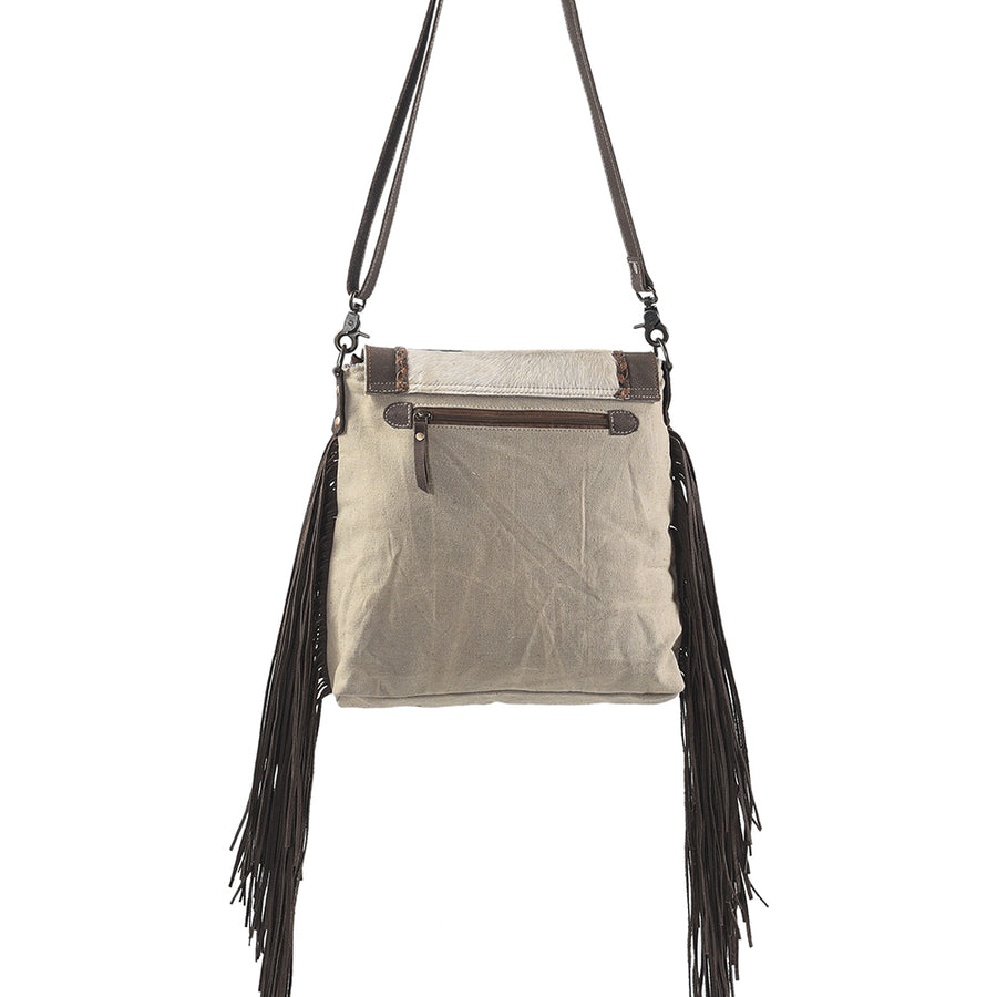 OHLAY Messenger Upcycled Wool Canvas Hair-on Genuine Leather women bag western handbag purse