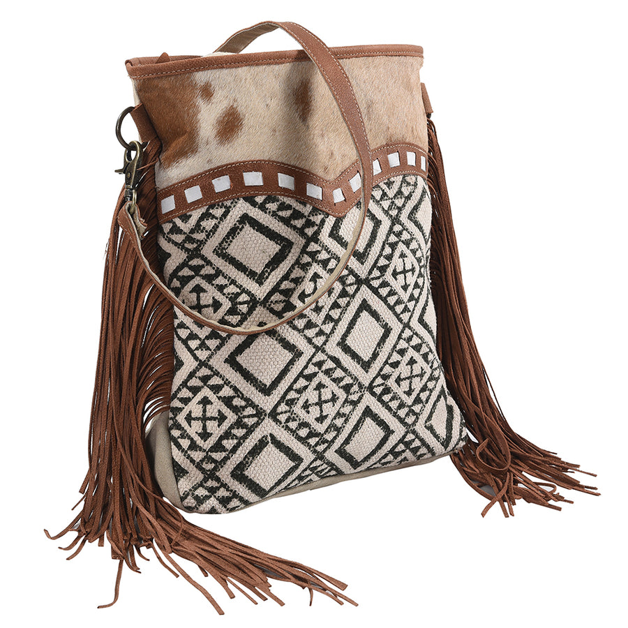 OHLAY Large Crossbody Upcycled Wool Canvas Hair-on Genuine Leather women bag western handbag purse