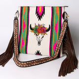 American Darling Messenger Saddle Blanket Fabric Genuine Leather Western Women Bag Handbag Purse Travel Bags College