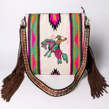 American Darling Messenger Saddle Blanket Fabric Genuine Leather Western Women Bag Handbag Purse Travel Bags College