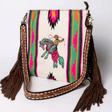 American Darling Messenger Saddle Blanket Fabric Genuine Leather Western Women Bag Handbag Purse Travel Bags College