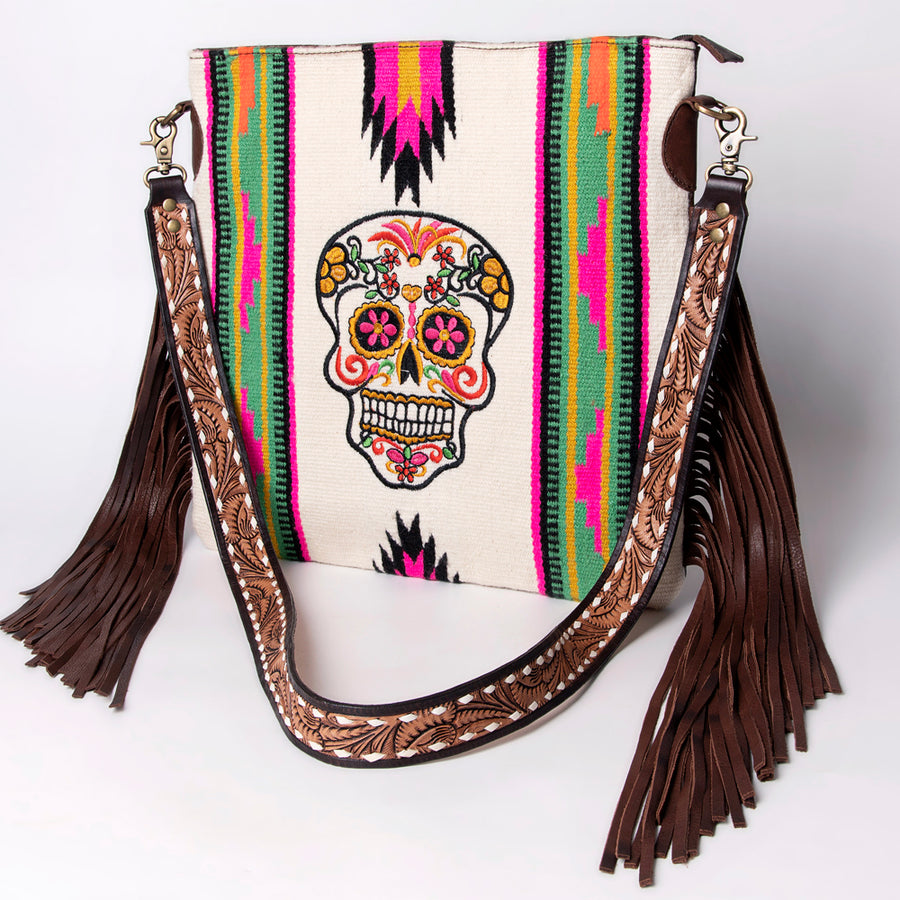 American Darling Large Cross body Bag Hand Woven Saddle Blanket Leather - Uhorse