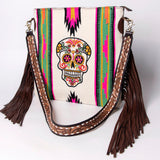 American Darling Messenger Saddle Blanket Fabric Genuine Leather Western Women Bag Handbag Purse Travel Bags College