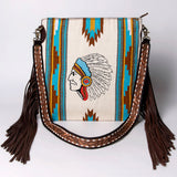 American Darling Messenger Saddle Blanket Fabric Genuine Leather Western Women Bag Handbag Purse Travel Bags College