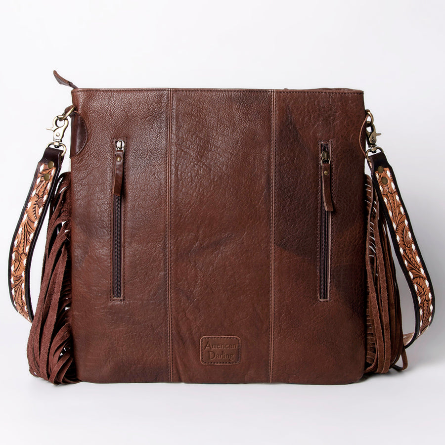 American Darling Large Cross body Bag Hand Woven Saddle Blanket Vegetable-Tanned Genuine Leather Fringes Buck Stitched