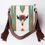 American Darling Messenger Saddle Blanket Fabric Genuine Leather Western Women Bag Handbag Purse Travel Bags College
