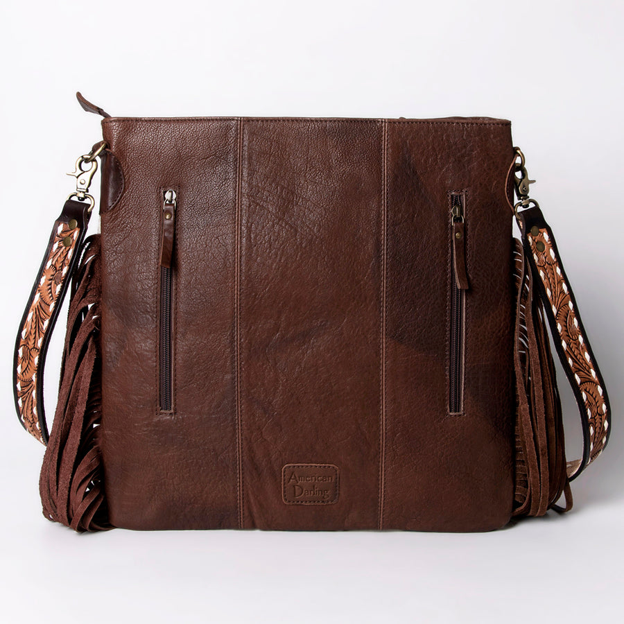 American Darling Large Cross body Bag Hand Woven Saddle Blanket Vegetable-Tanned Genuine Leather Fringes Buck Stitched