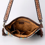 American Darling Messenger Saddle Blanket Fabric Genuine Leather Western Women Bag Handbag Purse Travel Bags College