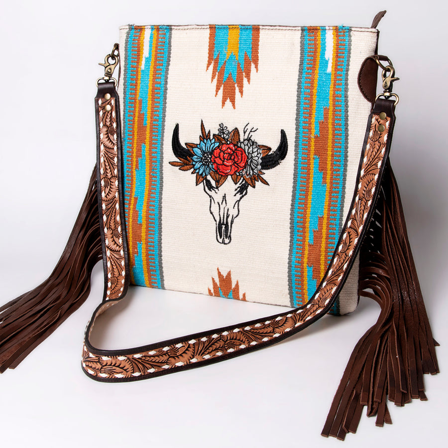 American Darling Large Cross body Bag Hand Woven Saddle Blanket Leather - Uhorse