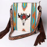 American Darling Messenger Saddle Blanket Fabric Genuine Leather Western Women Bag Handbag Purse Travel Bags College
