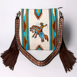 American Darling Messenger Saddle Blanket Fabric Genuine Leather Western Women Bag Handbag Purse Travel Bags College