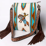 American Darling Messenger Saddle Blanket Fabric Genuine Leather Western Women Bag Handbag Purse Travel Bags College