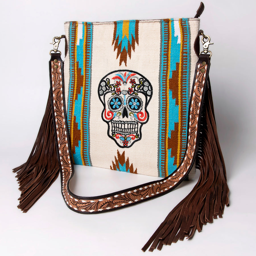American Darling Large Cross body Bag Hand Woven Saddle Blanket Leather - Uhorse
