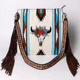 American Darling Messenger Saddle Blanket Fabric Genuine Leather Western Women Bag Handbag Purse Travel Bags College