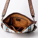 American Darling Messenger Saddle Blanket Fabric Genuine Leather Western Women Bag Handbag Purse Travel Bags College