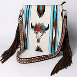 American Darling Messenger Saddle Blanket Fabric Genuine Leather Western Women Bag Handbag Purse Travel Bags College