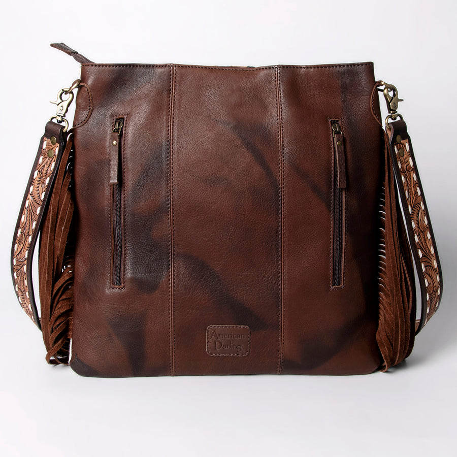 American Darling Large Cross body Bag Hand Woven Saddle Blanket Vegetable-Tanned Genuine Leather Fringes Buck Stitched