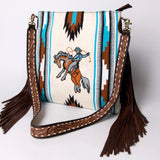 American Darling Messenger Saddle Blanket Fabric Genuine Leather Western Women Bag Handbag Purse Travel Bags College
