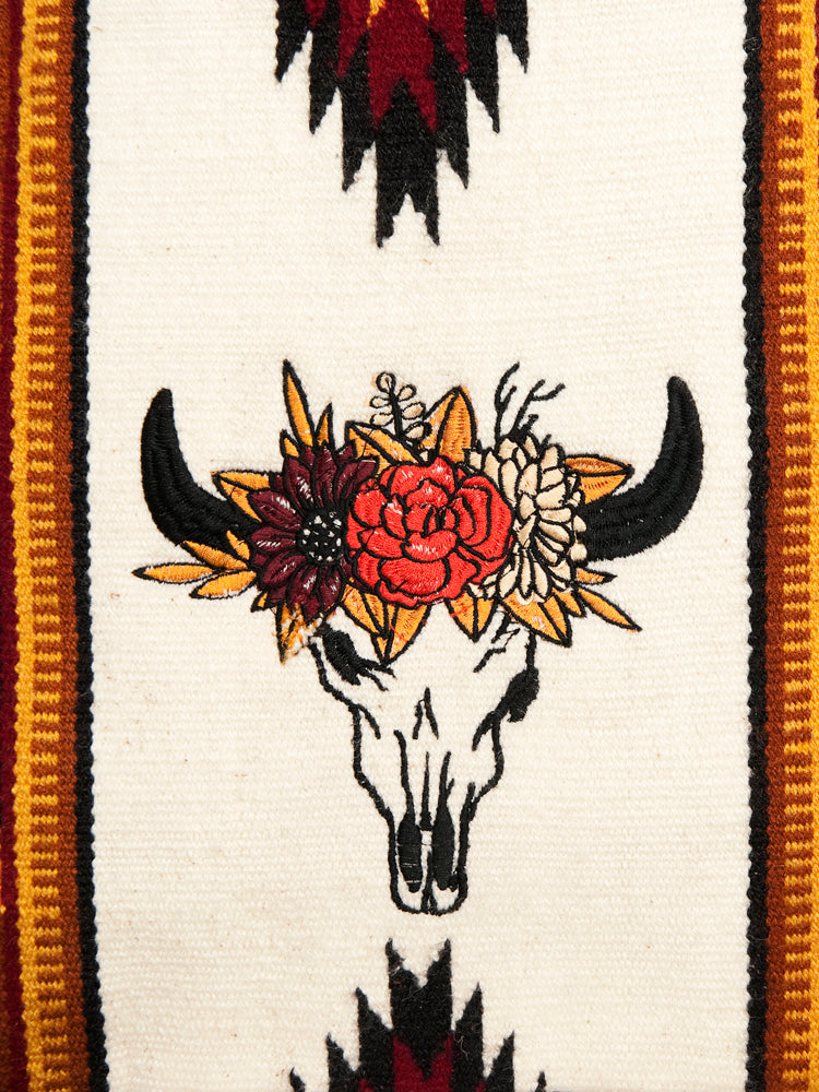 American Darling Large Cross body Bag Hand-Woven Saddle Blanket Vegetable-Tanned Genuine Leather Fringes Hand Tooled