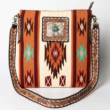 American Darling Large Crossbody Hand Tooled Saddle Blanket Genuine Leather Western Women Bag Handbag Purse | for Cute